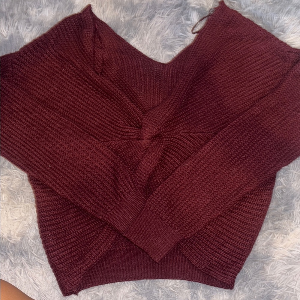 Fashion Nova Deep Wine V-Neck Sweater